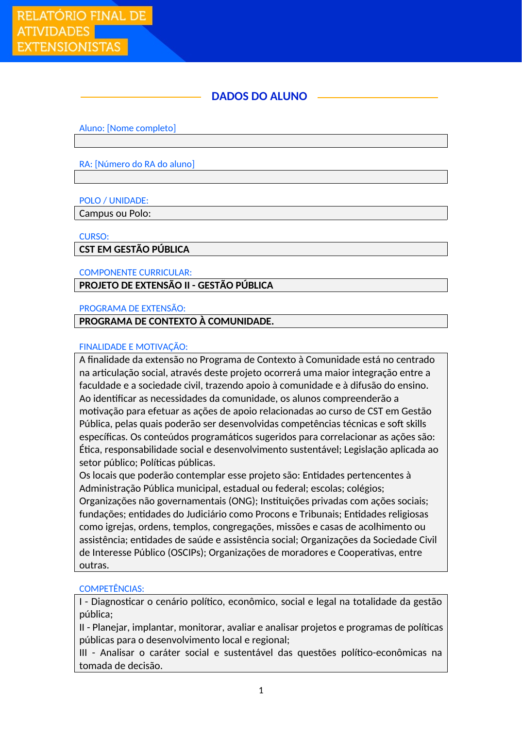 Projeto de Extensão II - Gestão Pública (Tecnólogo)