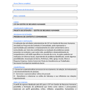 Projeto de Extensão I - Gestão de Recursos Humanos (Tecnólogo)