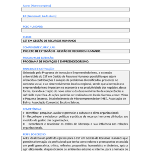 Projeto de Extensão II - Gestão de Recursos Humanos (Tecnólogo)