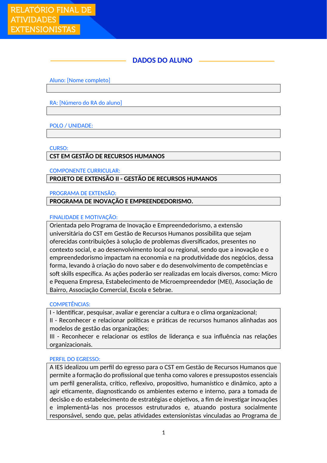 Projeto de Extensão II - Gestão de Recursos Humanos (Tecnólogo)