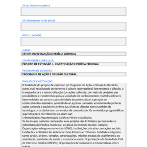 Projeto de Extensao I - Investigacao e Pericia Criminal (Tecnologo)