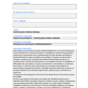 Projeto de Extensao II - Investigacao e Pericia Criminal (Tecnologo)