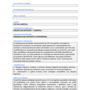 Projeto de Extensão I - Logística (Tecnólogo)