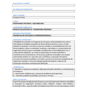 Projeto de Extensão III - Engenharia Mecânica (Bacharelado)