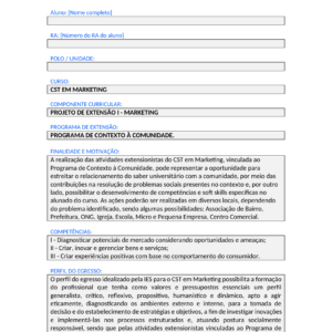 Projeto de Extensão I - Marketing (Tecnólogo)