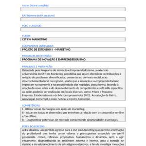 Projeto de Extensão II - Marketing (Tecnólogo)