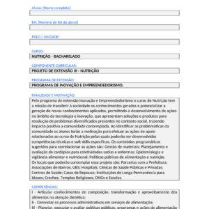 Projeto de Extensão III - Nutrição (Bacharelado)