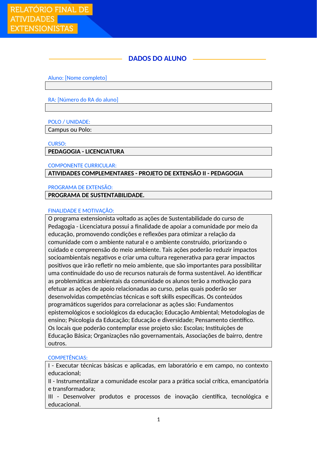 Projeto de Extensão II - Pedagogia (Licenciatura)