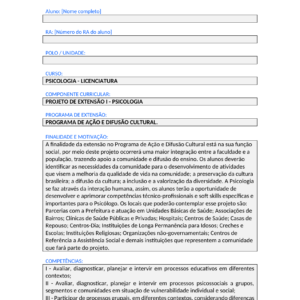 Projeto de Extensão I - Psicologia (Bacharelado)
