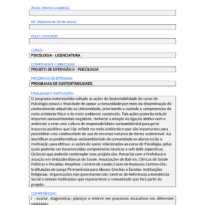 Projeto de Extensão II - Psicologia (Bacharelado)