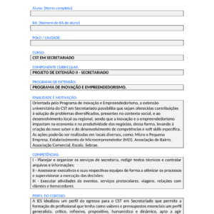 Projeto de Extensão II - Secretariado (Tecnólogo)