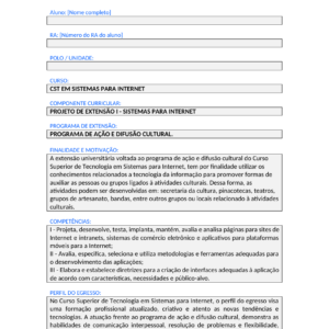 Projeto de Extensao I - Sistemas para Internet (Tecnologo)