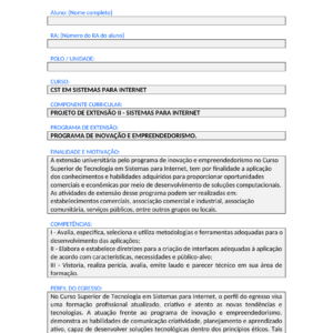 Projeto de Extensão II - Sistemas para Internet (Tecnólogo)