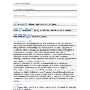 Projeto de Extensão I - Serviços Jurídicos, Cartorários e Notariais (Tecnólogo)