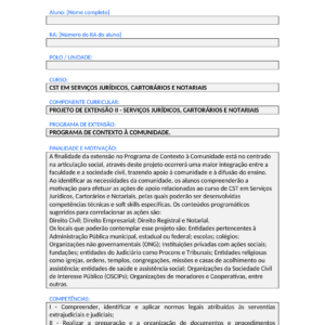 Projeto de Extensão II - Serviços Jurídicos, Cartorários e Notariais (Tecnólogo)