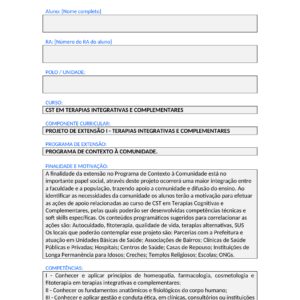 Projeto de Extensão I - Terapias Integrativas e Complementares (Tecnólogo)