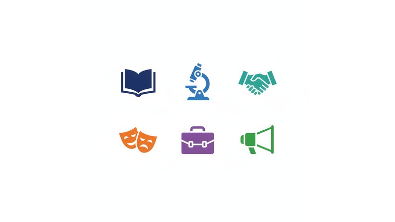Infográfico visual mostrando as 6 categorias principais de atividades complementares (Ensino, Pesquisa, Extensão, Culturais, Profissionais, Representação) com ícones representativos para cada uma