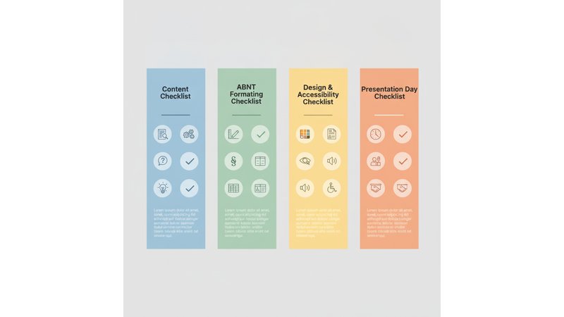 Checklist visual em formato de tabela ou infográfico, mostrando os itens de verificação com caixas de seleção.
