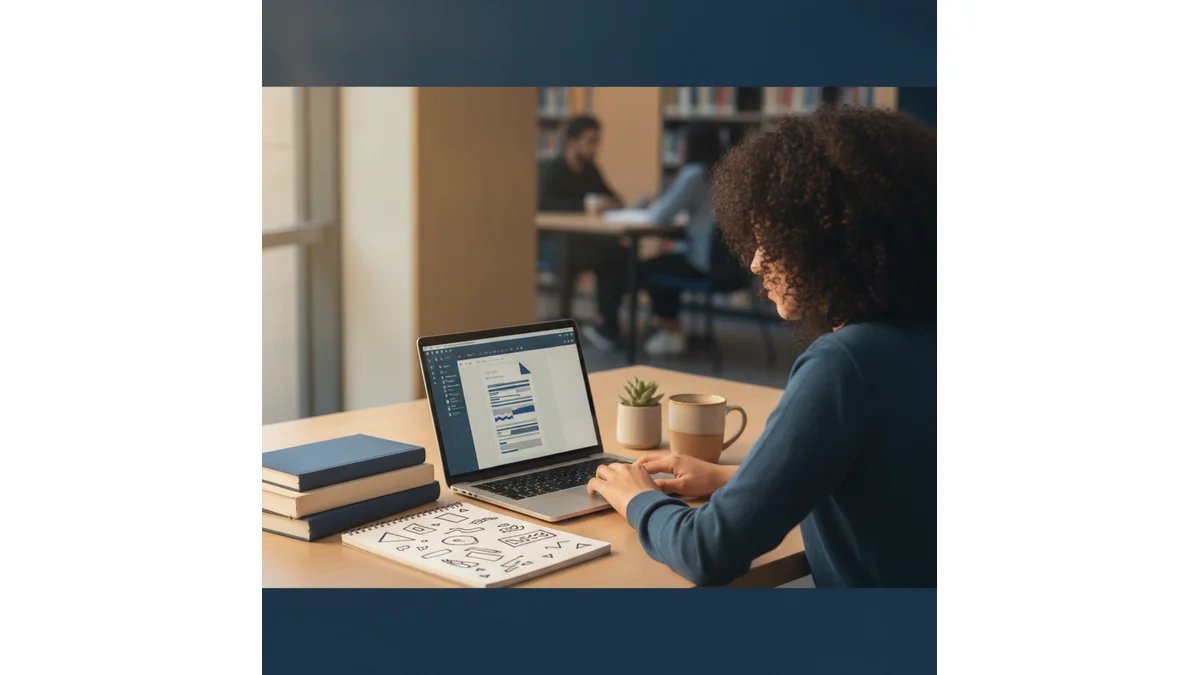 Estudante universitário formatando sumário ABNT no computador com documento Word aberto na tela, ambiente de estudo organizado | ALT: "Como fazer sumário ABNT no Word passo a passo"