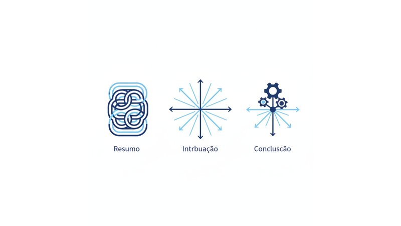 Diagrama visual mostrando os 5 passos em sequência, com setas conectando cada etapa e exemplos curtos de cada uma