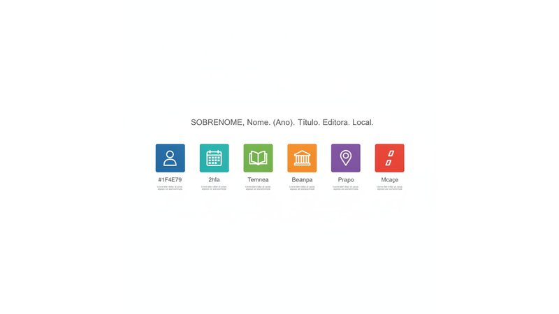 Anotações visuais mostrando cada elemento de uma referência de livro ABNT destacado com cores diferentes e explicações curtas ao lado