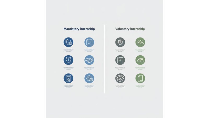 Tabela comparativa visual lado a lado mostrando diferenças entre estágio obrigatório e voluntário em cores diferentes