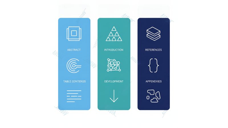 Diagrama visual em forma de pirâmide ou fluxo mostrando a ordem dos elementos de uma monografia (capa → folha de rosto → resumo → sumário → introdução → desenvolvimento → conclusão → referências)