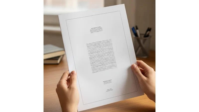Exemplo visual de capa ABNT formatada corretamente, com todos os elementos posicionados conforme as normas, destacando margens e espaçamento