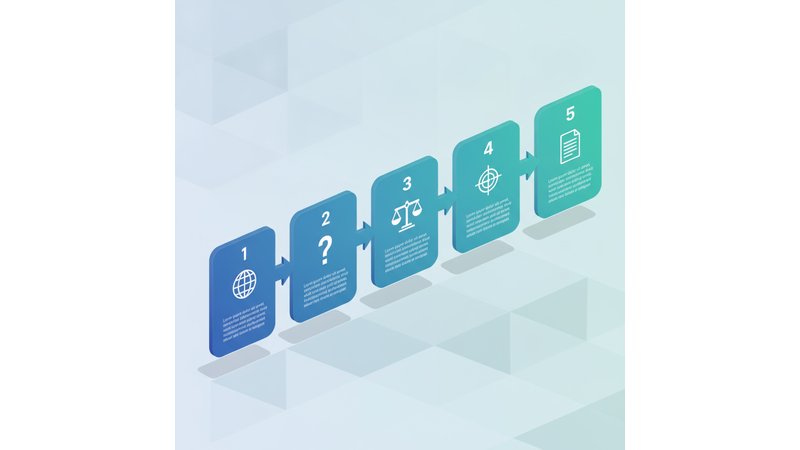 Infográfico visual mostrando os 5 elementos da introdução em sequência (setas progressivas): 1. Contextualização (ícone de globo/tema), 2. Problema (ícone de interrogação), 3. Justificativa (ícone de balança/relevância), 4. Objetivos (ícone de alvo), 5. Estrutura do Trabalho (ícone de documento). Cores em gradiente azul-verde, estilo moderno e limpo