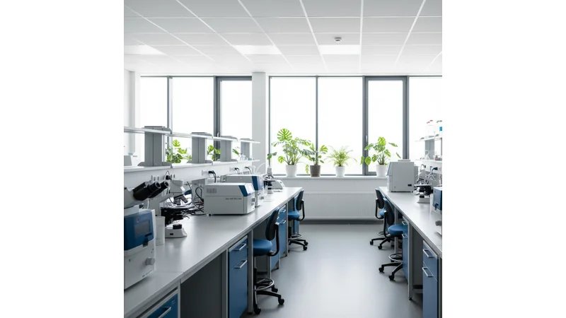 Nanotecnologia, química verde, laboratório moderno com tecnologia avançada | ALT: "Laboratório moderno de química com nanotecnologia e química verde para TCC inovador"