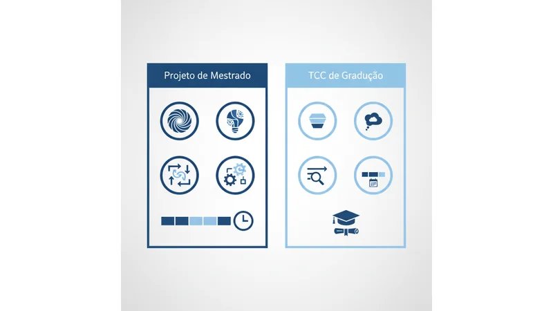 Exemplos visuais de 3 projetos lado a lado, mostrando título, problema, objetivo geral e metodologia de cada um
