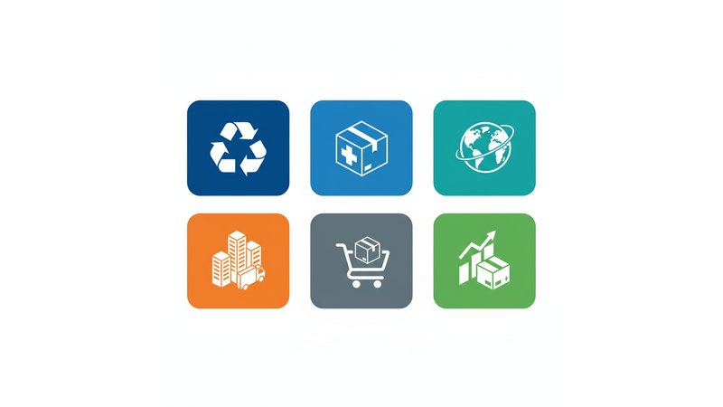 Infográfico visual mostrando as 6 subáreas de Logística (Reversa, Hospitalar, Internacional, Urbana, E-commerce, Gestão de Estoque) com ícones representativos