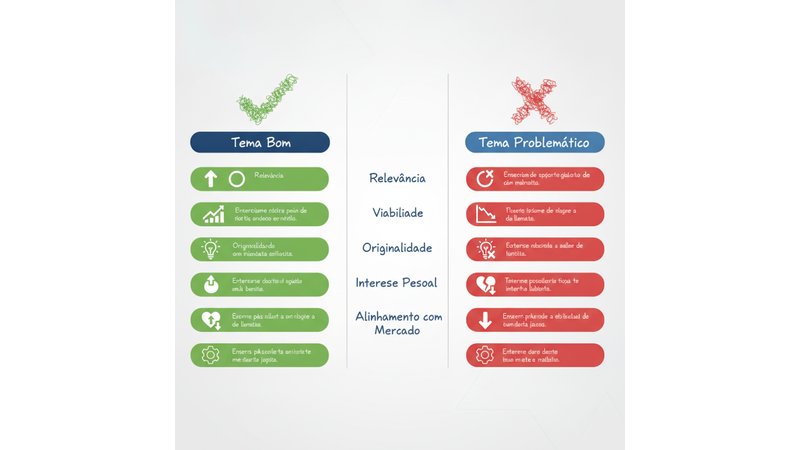 Template visual mostrando exemplo de apresentação bem estruturada de tema, com seções (Título, Problema de Pesquisa, Justificativa, Objetivos, Metodologia) preenchidas com exemplo prático