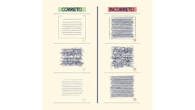 Tabela visual mostrando as normas ABNT (margens, espaçamento, fonte, numeração) com exemplos lado a lado