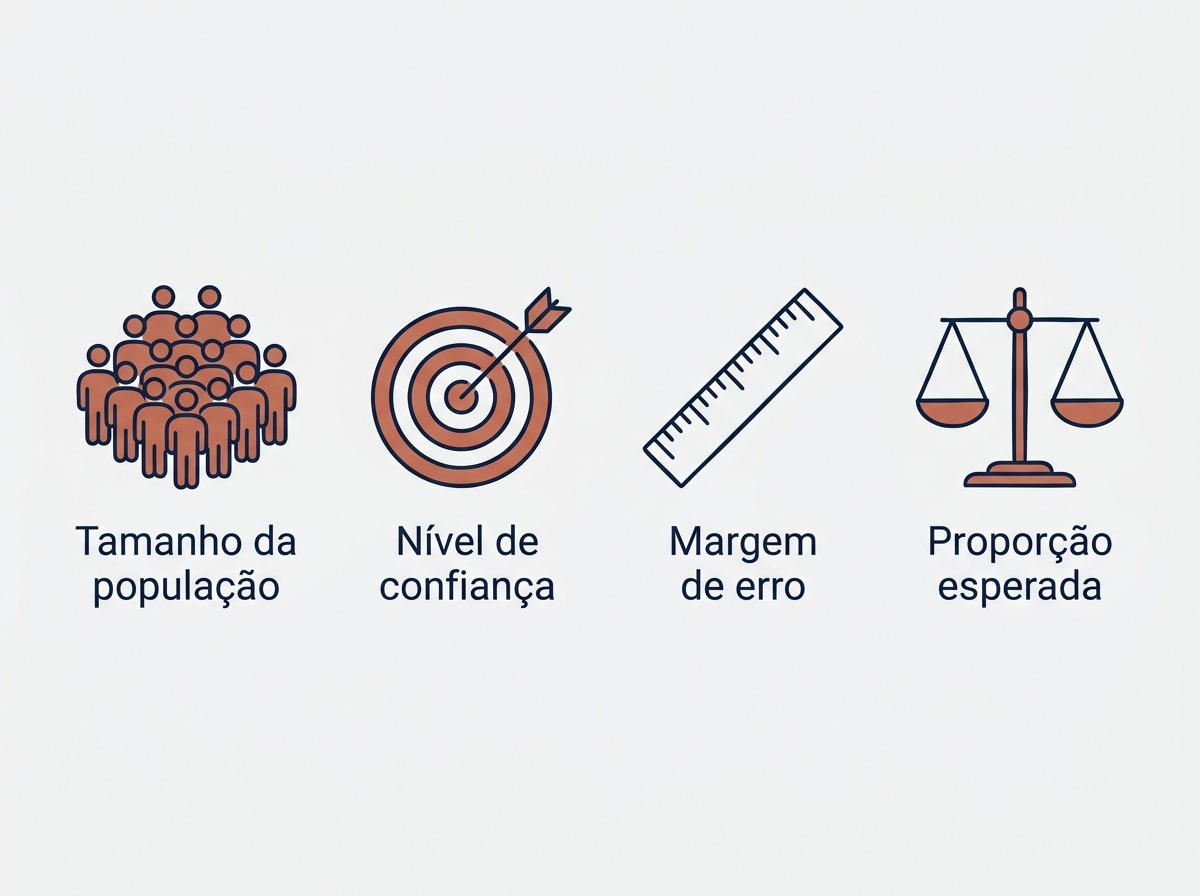 Icones dos quatro parametros do calculo do tamanho da amostra