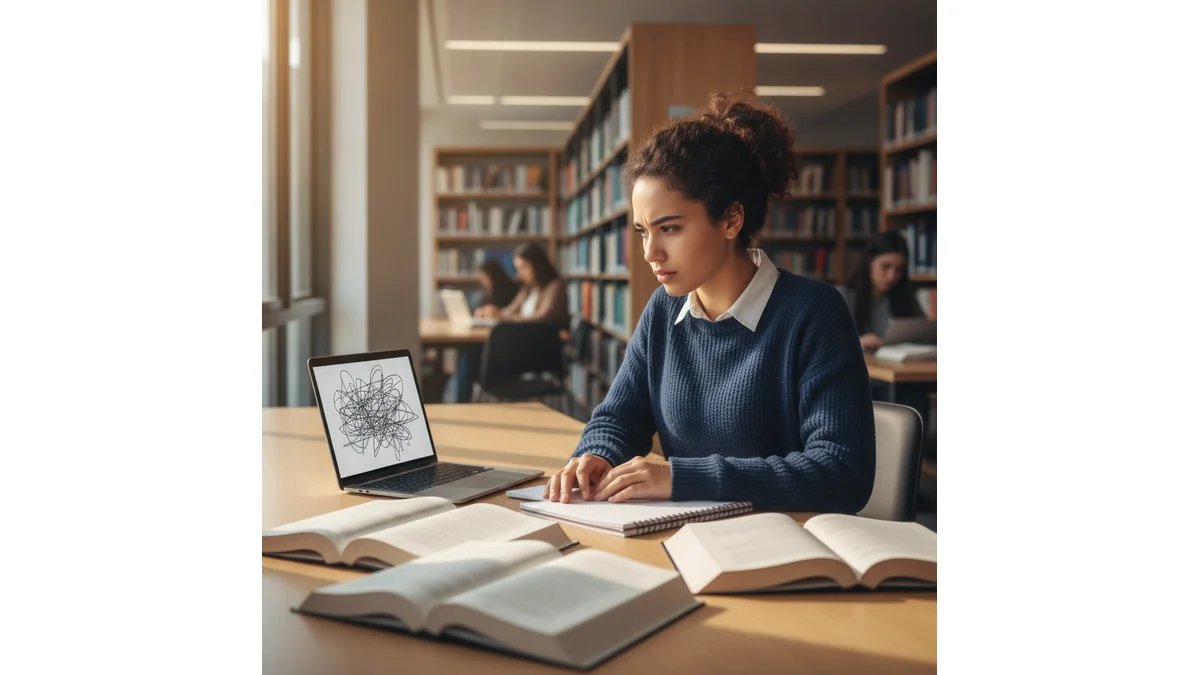 Estudante revisando a introdução de artigo científico impressa, com anotações a lápis nas margens