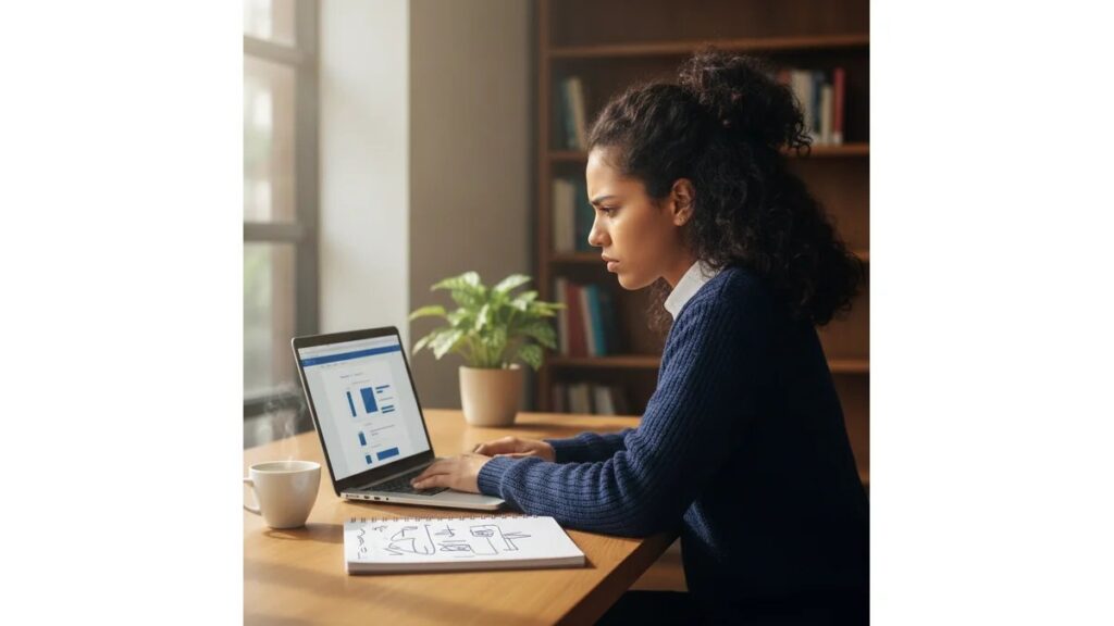 Referências no word: capa visual mostrando tela do Word com aba Referências destacada, estudante digitando em laptop, e elementos