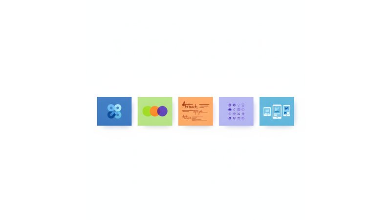 Componentes de uma Identidade Visual bem estruturada, mostrando logo, paleta de cores (mínimo 5 cores), tipografia (2-3 fontes), ícones e aplicações em diferentes mídias