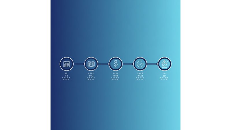 Timeline visual mostrando as fases do TCC (Planejamento, Pesquisa, Escrita, Revisão, Defesa) com estimativa de tempo para cada uma e marcos importantes.