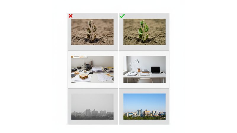 Comparação visual lado a lado mostrando 3 exemplos de antes/depois: erro de ordenação por nome, erro com prefixo, erro com maiúsculas/minúsculas. Cada exemplo ocupa uma linha com ❌ ERRADO à esquerda e ✅ CORRETO à direita.