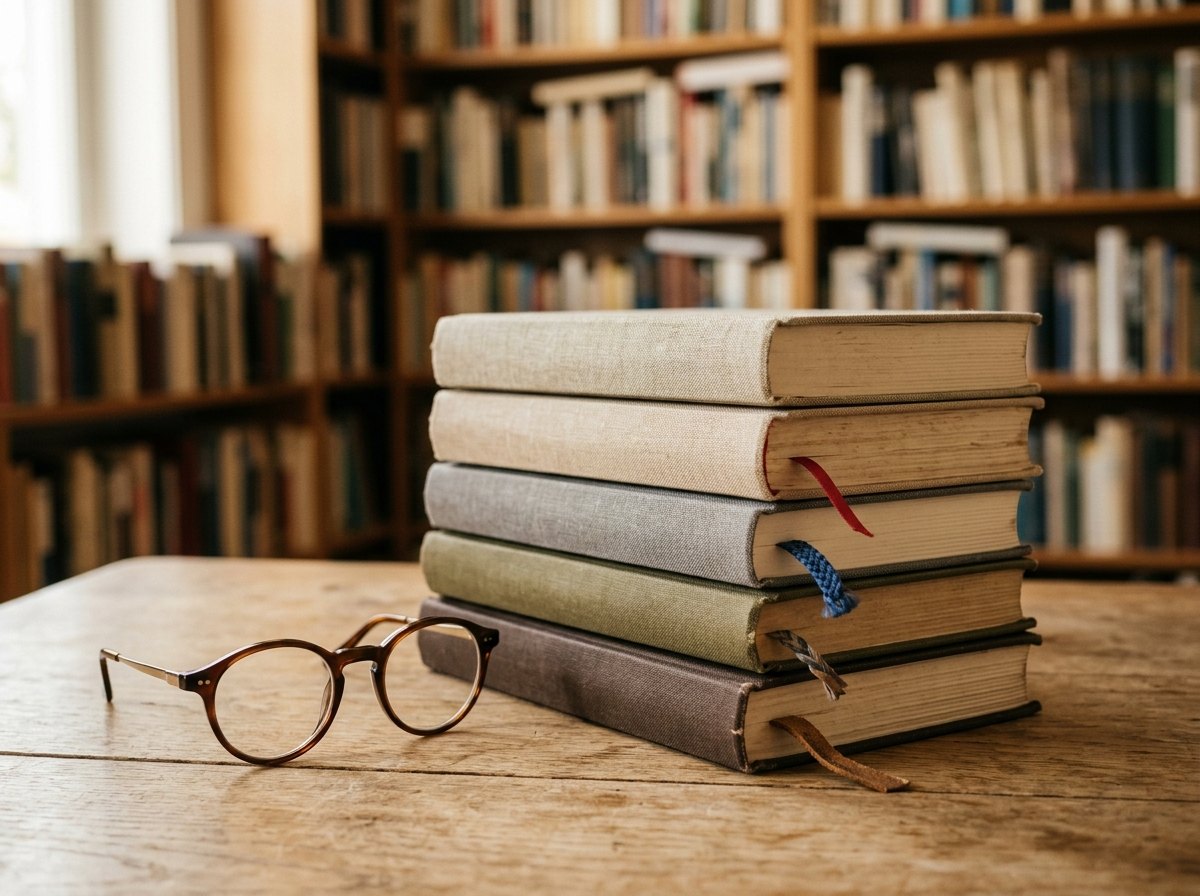 Maos escrevendo com caneta preta em caderno pautado ao lado de livro aberto