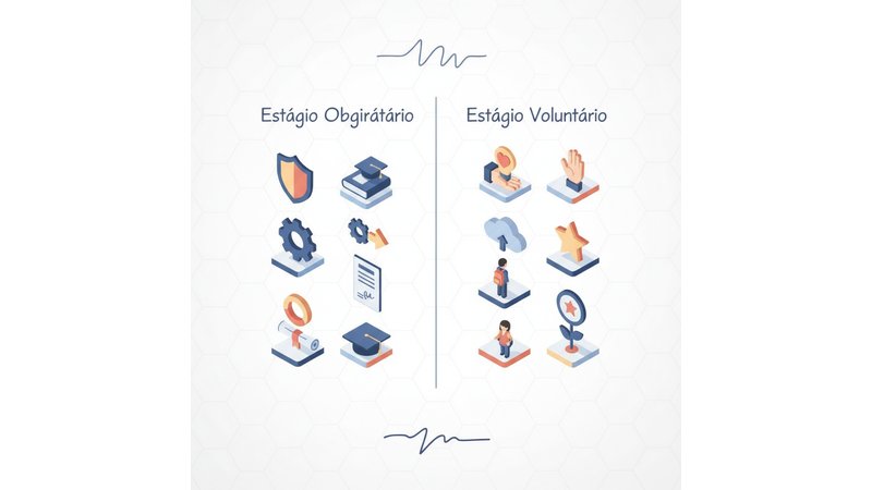 Tabela comparativa visual entre estágio obrigatório e voluntário