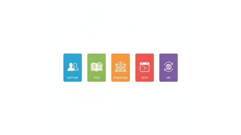 Diagrama visual mostrando a estrutura de uma referência ABNT com cada elemento destacado em cores diferentes: AUTOR (azul) | TÍTULO (verde) | EDITORA (laranja) | ANO (vermelho), com setas indicando a ordem e pontuação entre cada elemento