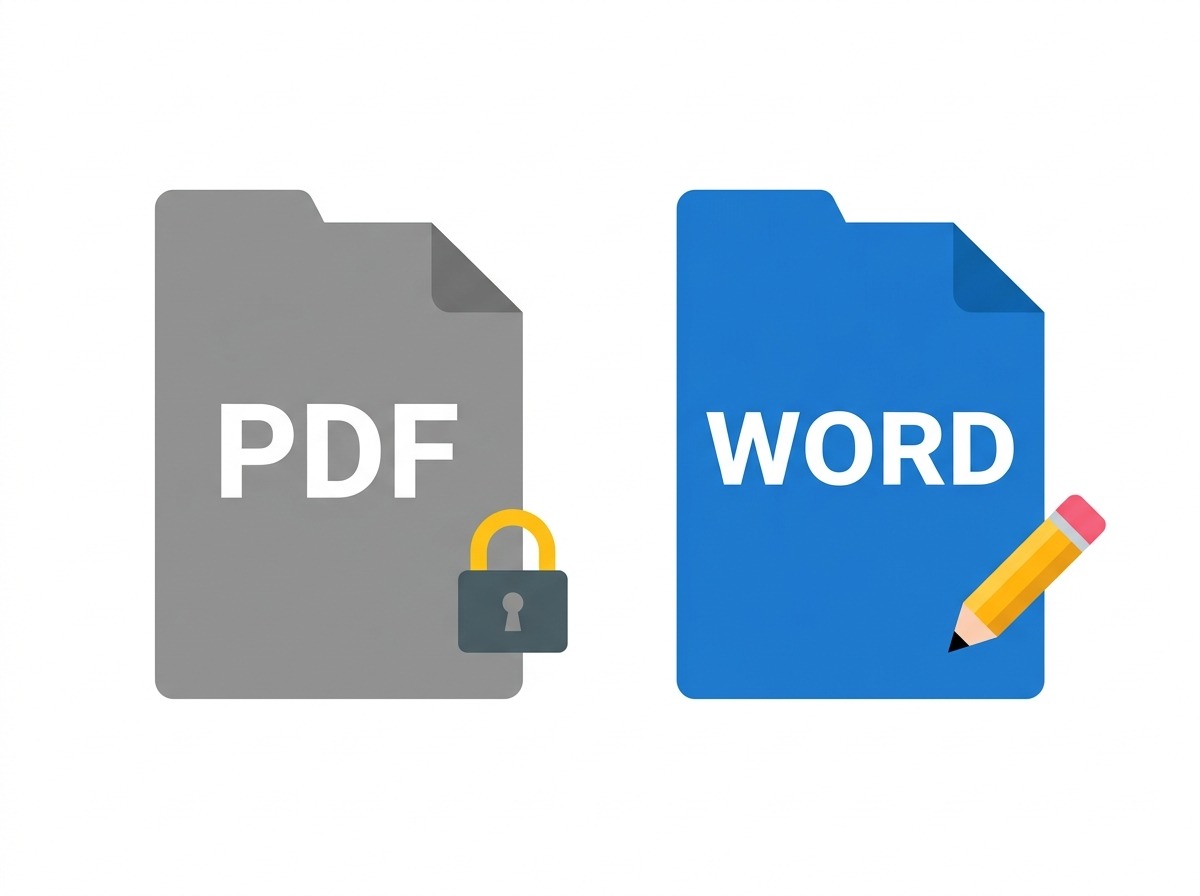 Comparação entre arquivo PDF travado e documento Word editável para projeto de extensão