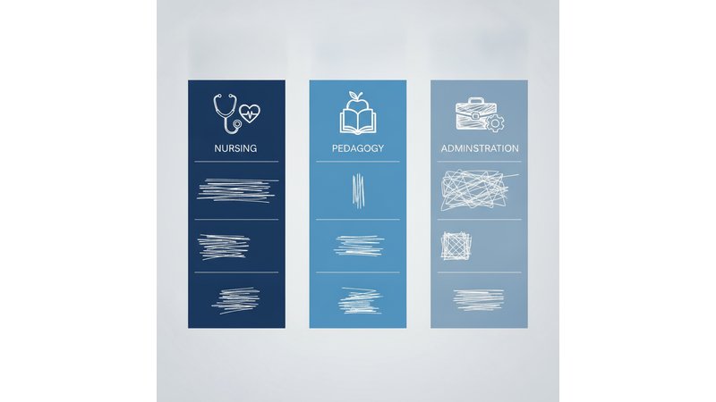 Tabela visual comparativa mostrando as estruturas dos 3 exemplos lado a lado, com cores diferentes para cada curso