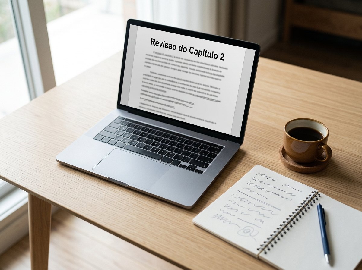 Como identificar texto do ChatGPT: notebook com trabalho academico e trechos destacados em amarelo