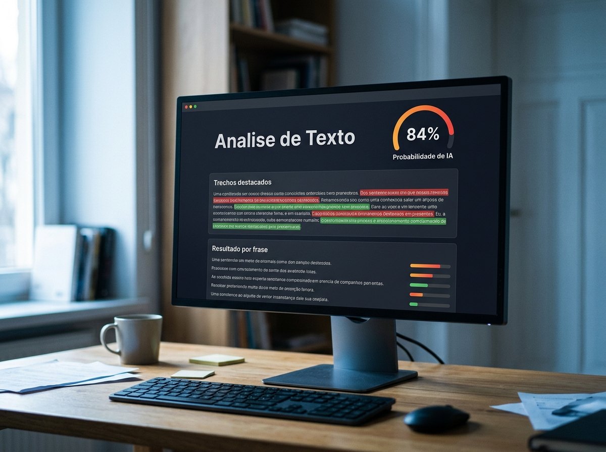Detector mostrando como identificar texto do ChatGPT pelo medidor de probabilidade