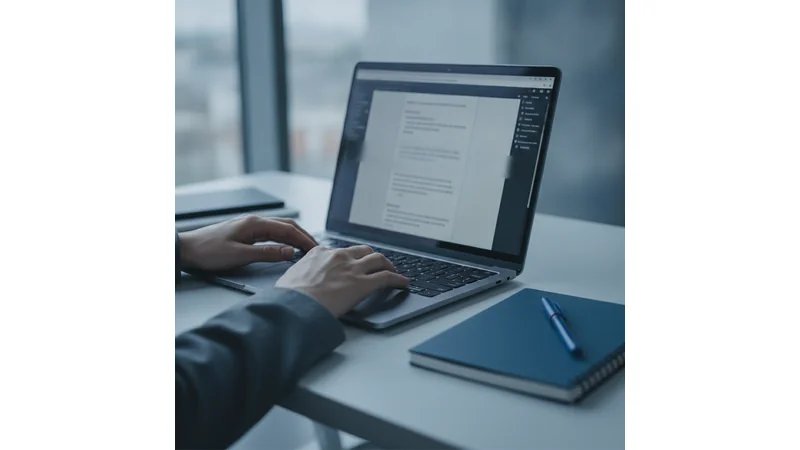 Documento formatado em ABNT aberto no computador, com destaque para formatação de texto (fonte, espaçamento, margens) | ALT: "Documento ABNT formatado justificativa TCC no computador"