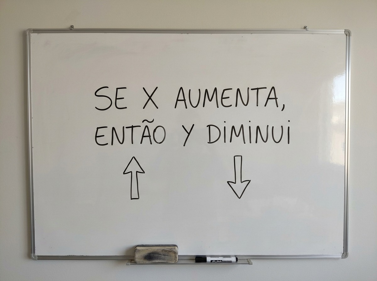 Quadro branco com a estrutura condicional de uma hipótese escrita à mão
