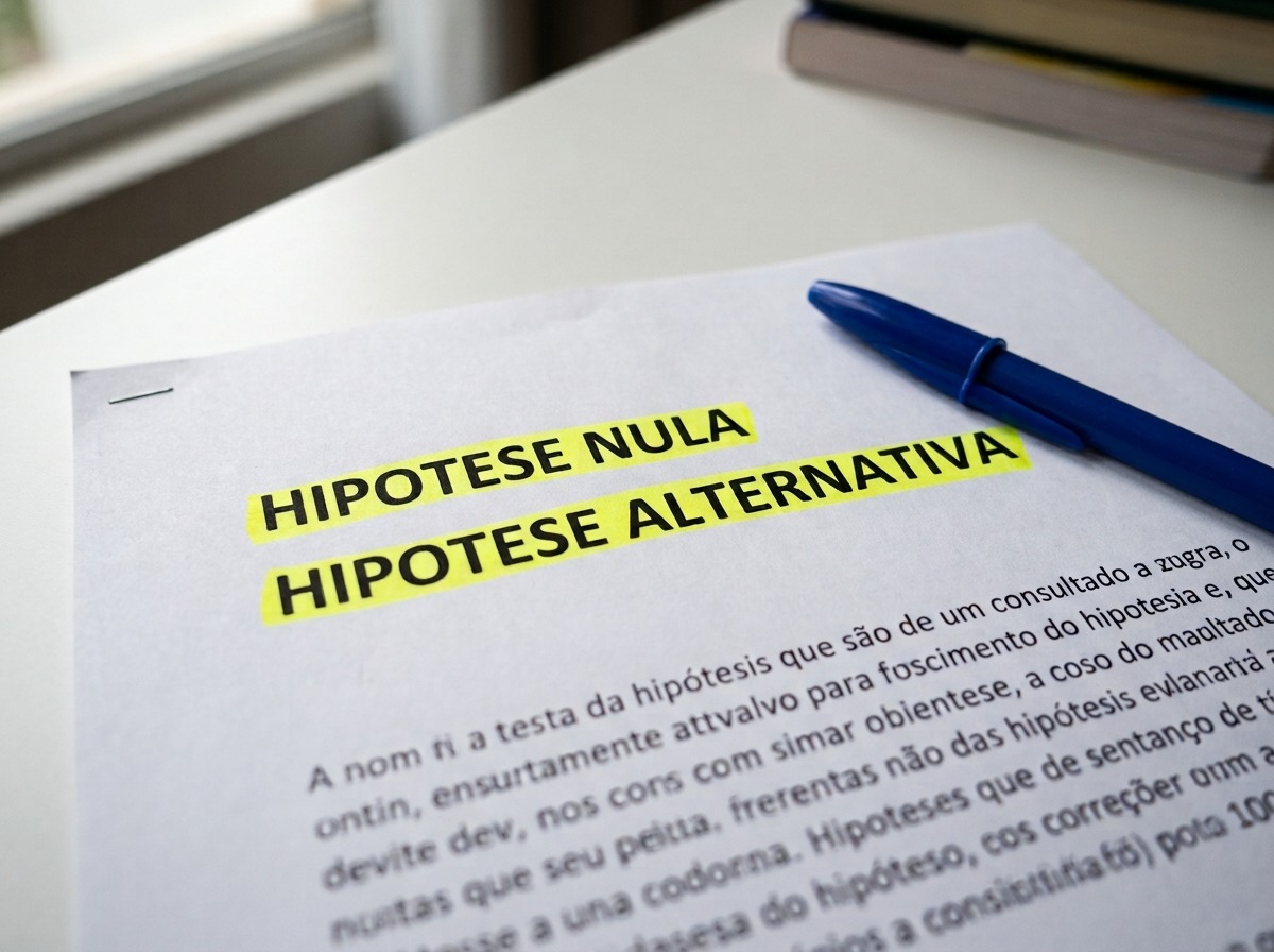 Folha impressa destacando os termos hipótese nula e hipótese alternativa